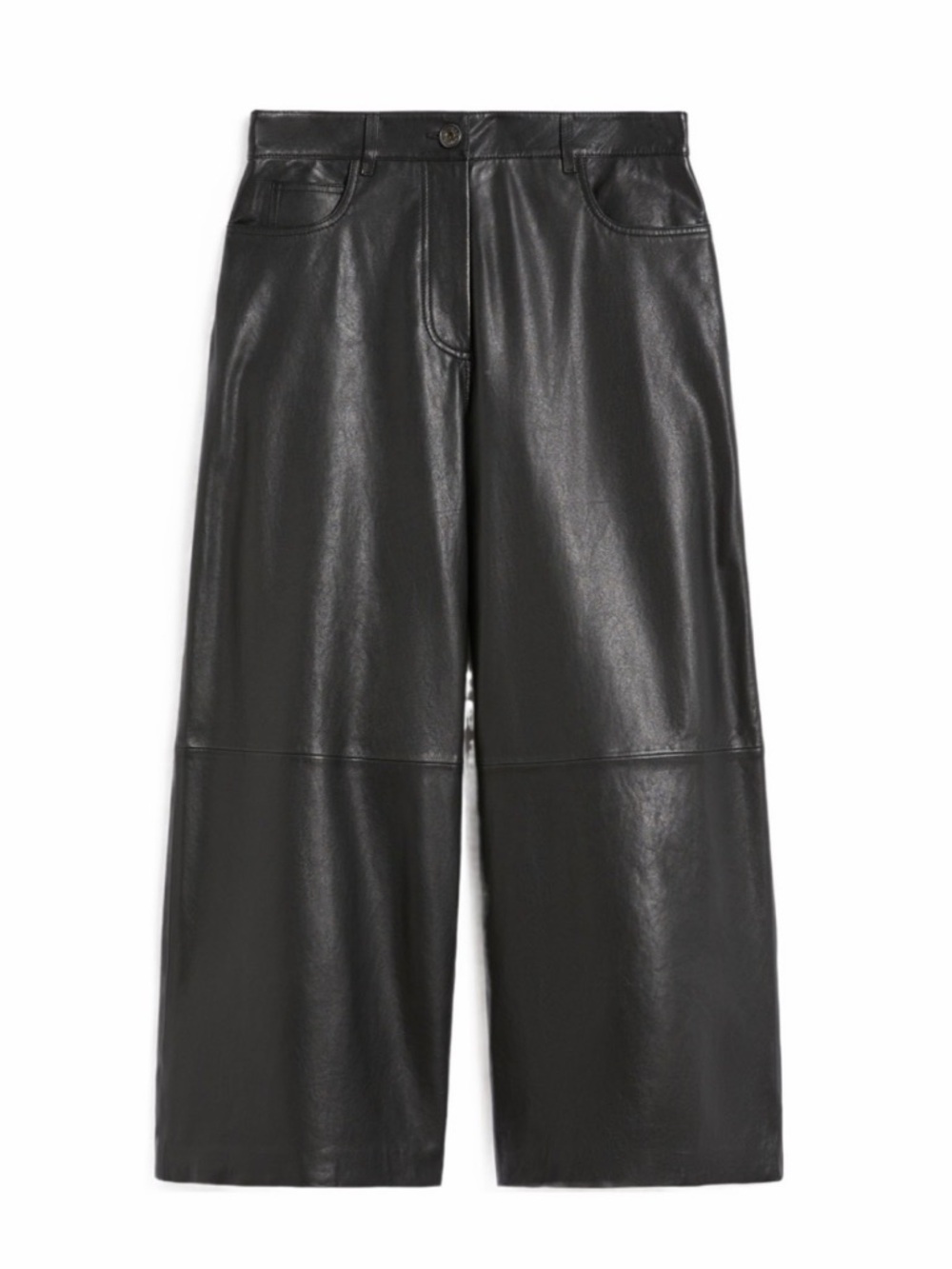 Weekend Max Mara Black Lambskin Leather High-Waist Pants